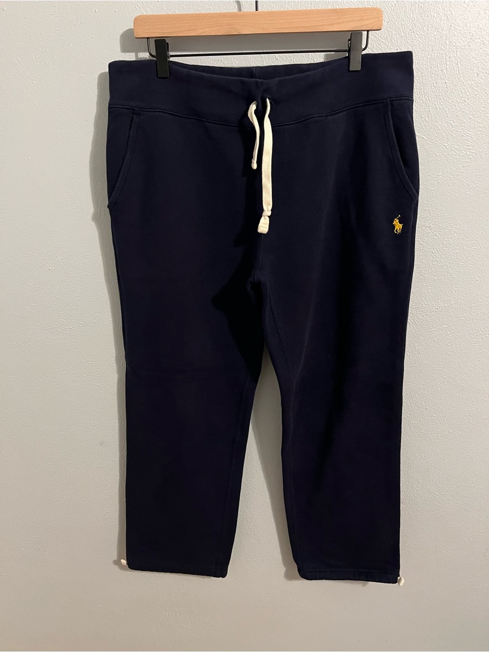 Ralph Lauren Y2K Men’s Navy Sweatpants, Yellow Pony, Drawstring waist, ankles
